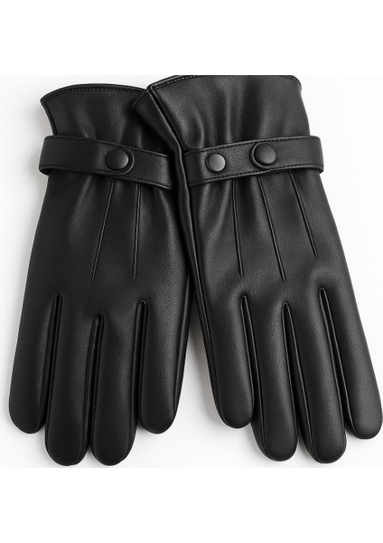 Erkek Siyah Suni Deri Içi Polarlı Eldiven - Standart Beden fiyatları
