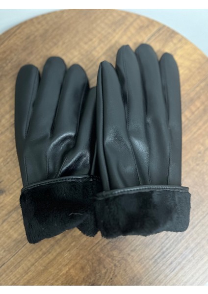 Erkek Siyah Suni Deri Içi Polarlı Eldiven - Standart Beden fırsatları