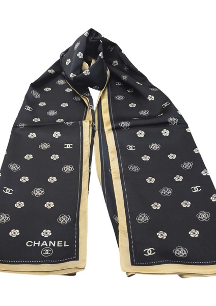 C Desen Logo Model Vual Ipek Şal Siyah Bej fırsatları