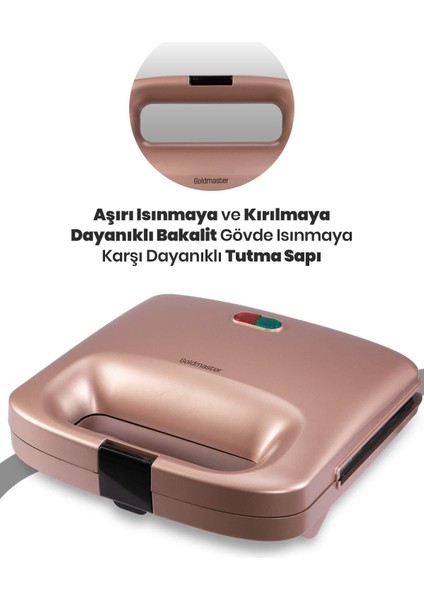 Pembe 750W Isınmaya Dayanıklı Tost ve Izgara Makinesi, Sağlıklı ve Pratik Kullanım