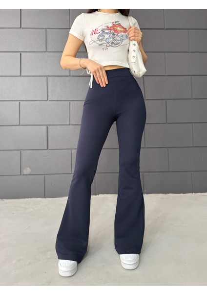 Kadın Esnek Likralı Yüksek Bel Iç Göstermez Krep Toparlayıcı Ispanyol Paça Tayt Pantolon modelleri