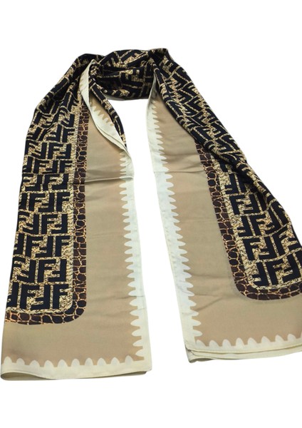 F Desen Vual Ipek Şal Bej Siyah modelleri