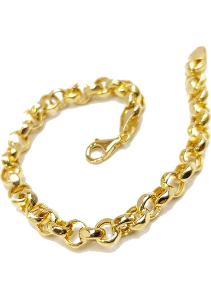 6.6mm Rolo Doç Zincir Bileklik Künye 14 Ayar Altın Hd Videolu