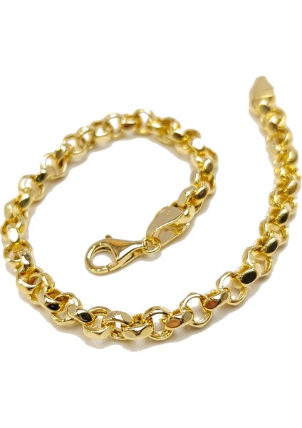 5.3mm Rolo Doç Zincir Bileklik Künye 14 Ayar Altın Hd Videolu