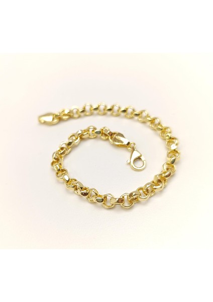 5.3mm Rolo Doç Zincir Bileklik Künye 14 Ayar Altın Hd Videolu modelleri