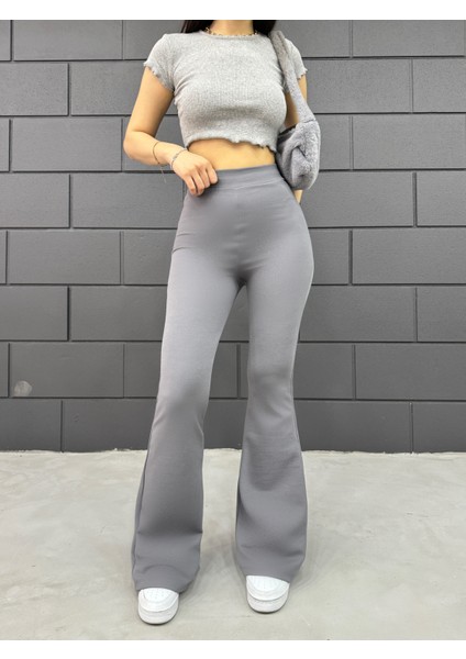 Kadın Esnek Likralı Yüksek Bel Iç Göstermez Krep Toparlayıcı Ispanyol Paça Tayt Pantolon fiyatları