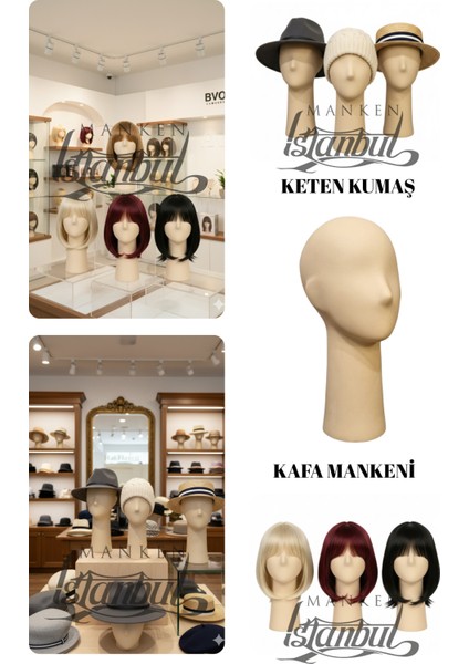 Ten Rengi Polyester Kafa Mankeni Aksesuar Mankeni Şapka Mankeni Peruk Mankeni