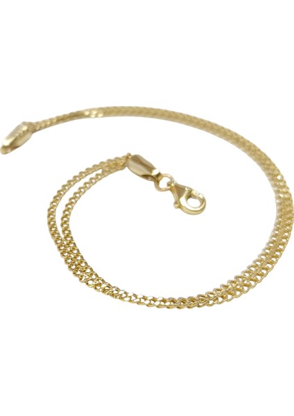 Ikili Gurmet Zincir Bileklik Künye 14 Ayar Altın