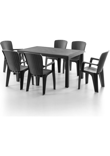 Side 6 Kişilik Rattan Masa Sandalye Takımı Siyah fiyatları