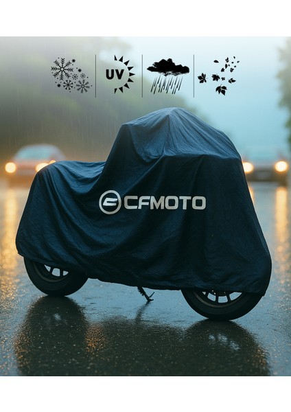 Cf Moto 650 mt Motor Branda Siyah Su Geçirmez Logolu Motosiklet Brandası