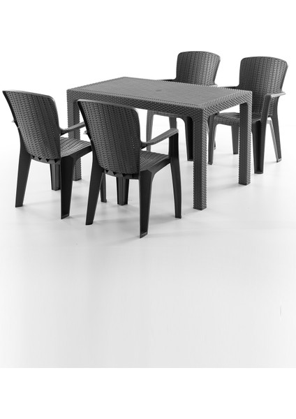 Side 4 Kişilik Rattan Masa Sandalye Takımı Siyah fiyatları