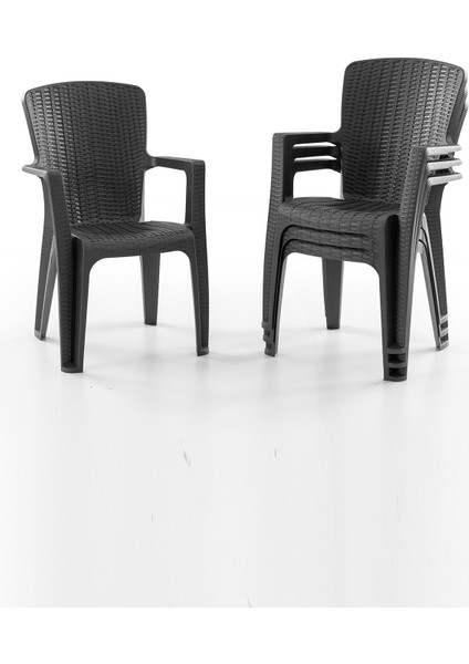 Side 4 Kişilik Rattan Masa Sandalye Takımı Siyah modelleri