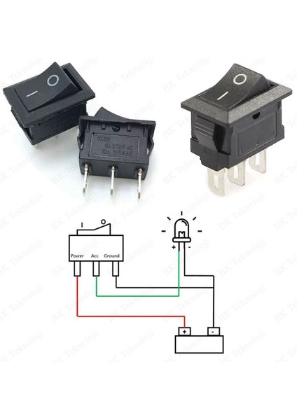 3 Pin Rocker On/off Işıksız Power Anahtar 2 Adet indirimleri