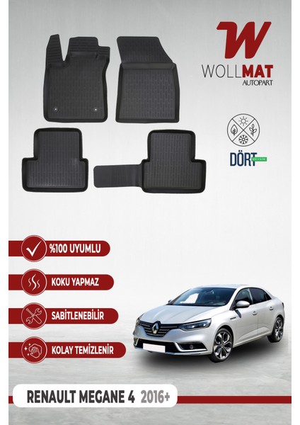 Renault Megane 4 Uyumlu Paspas Sedan 2016 2025 Arası 3D Havuzlu Paspas