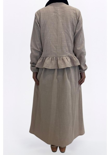 Müslin Etekli Takım-Rahat Kalıp Müslin Kumaş %100 Pamuk Kadın Etekli Kimono Takım fırsatları