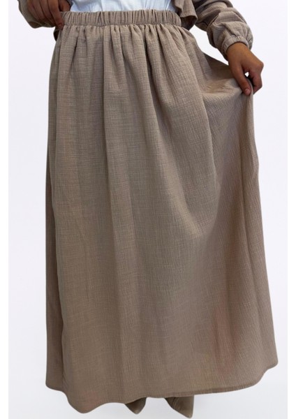 Müslin Etekli Takım-Rahat Kalıp Müslin Kumaş %100 Pamuk Kadın Etekli Kimono Takım