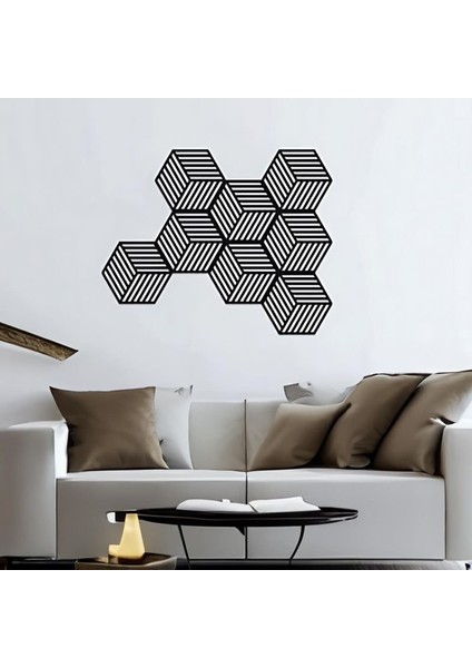 Çokgen Duvar Sanatı Siyah Pleksi