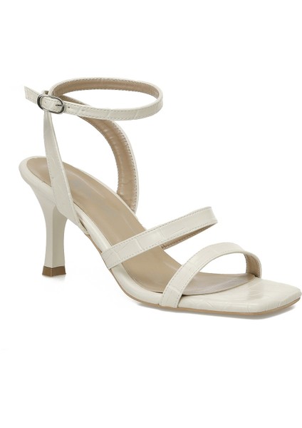 25S-218 5fx Bej Kadın Topuklu Sandalet