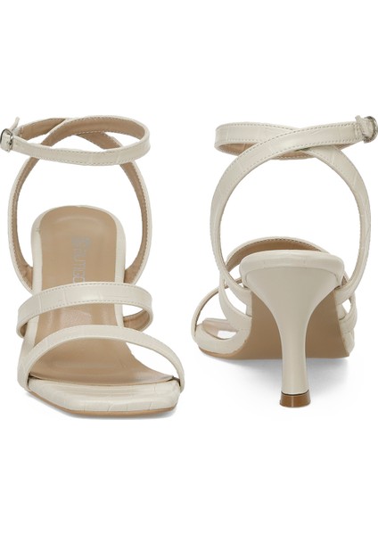 25S-218 5fx Bej Kadın Topuklu Sandalet