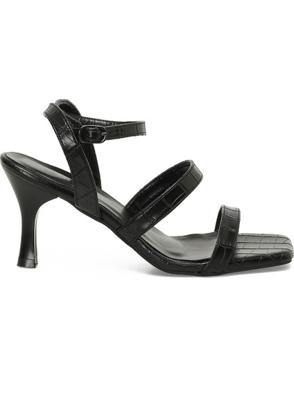 25S-218 5fx Siyah Kadın Topuklu Sandalet