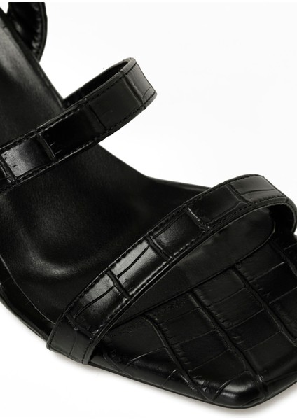 25S-218 5fx Siyah Kadın Topuklu Sandalet