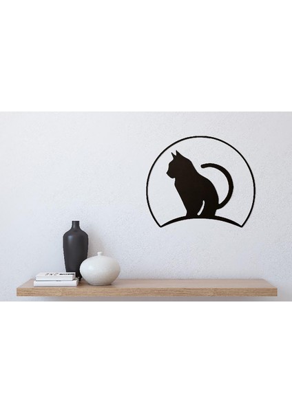 Ahşap Tablo Dekoratif Kedi Figürlü Duvar Objesi – Duvar Dekoru