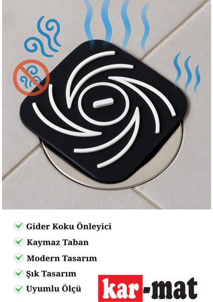 Siyah Beyaz Renk Kare Kötü Koku Önleyici Silikon Mat Banyo Mutfak Lavabo Balkon Gider Tıpası Kapağı