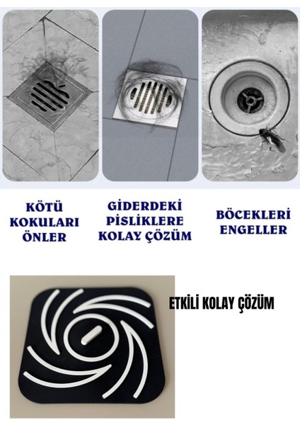 Siyah Beyaz Renk Kare Kötü Koku Önleyici Silikon Mat Banyo Mutfak Lavabo Balkon Gider Tıpası Kapağı modelleri