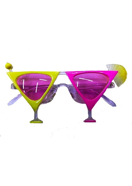Sarı Pembe Renk Martini Parti Gözlüğü (5263)