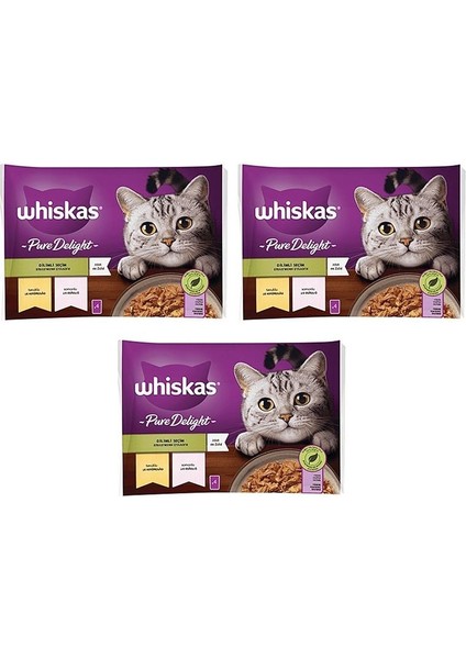 Pouch Pure Delight Jöle Içinde Tavuklu ve Somonlu Yetişkin Kedi Konservesi 12X85 gr