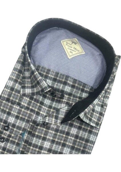 Klasik %100 Cotton Uzun Kollu Terletmeyen Kışlık Flanel Kumaş Çok Renk Gömlek (Regular Kalıp)