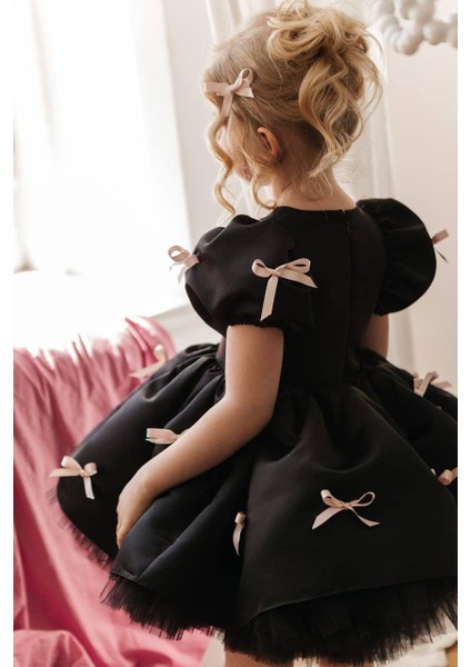 Kız Çocuk Abiye Fiyonk Detaylı Mini Elbise fiyatları