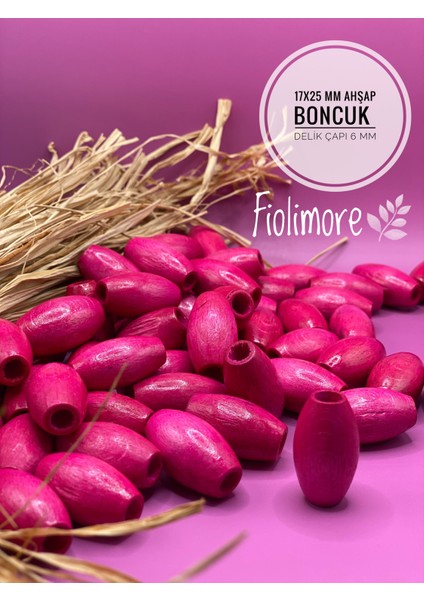 17X25 mm Oval Ahşap Boncuk (50 Gram 18 Adet) Makrome Çanta Tasarım Tahta Boncuk Delik Çapı 6 mm