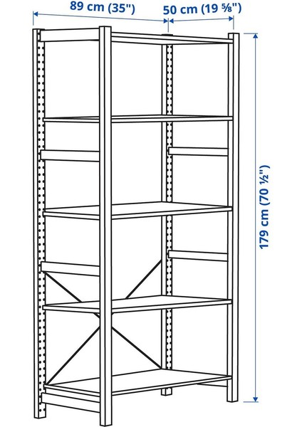 Raf Ünitesi, Çam, 89X50X179 cm fırsatları