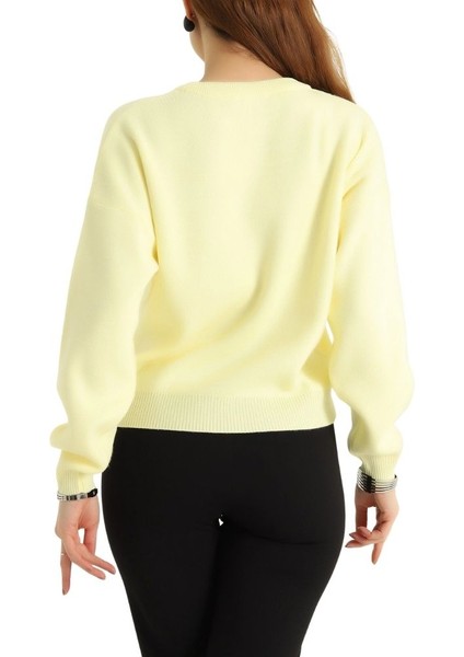 Pullover Sarı Ayıcık Detaylı Kışlık Kazak fiyatları