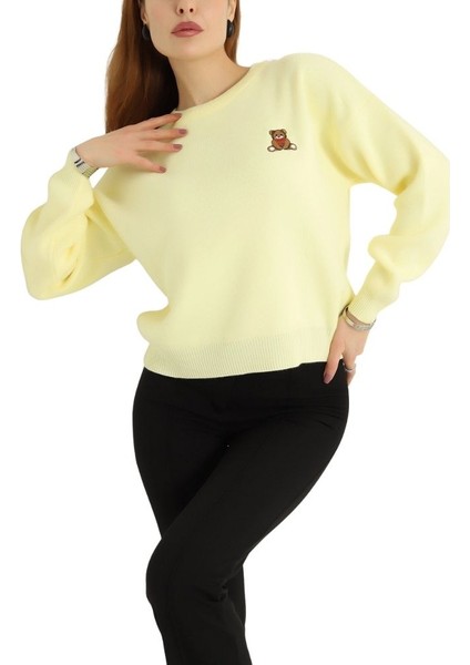 Pullover Sarı Ayıcık Detaylı Kışlık Kazak fırsatları