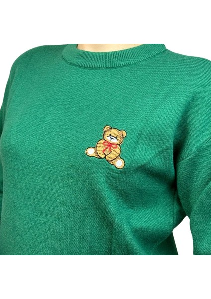 Pullover Zümrüt Ayıcık Detaylı Kışlık Kazak fırsatları