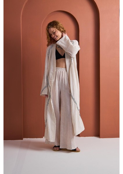 Sessiz Dalga – Gofre Dokulu Geniş Paça Pantolon