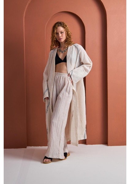 Sessiz Dalga – Gofre Dokulu Geniş Paça Pantolon fiyatları