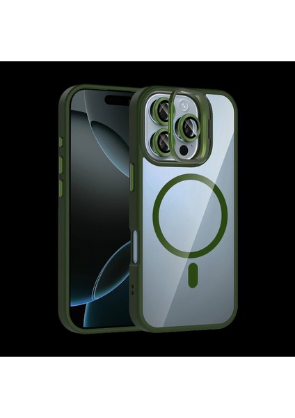 Apple iPhone 16 Pro Max Remim Lensli Magsafe Standlı Kapak