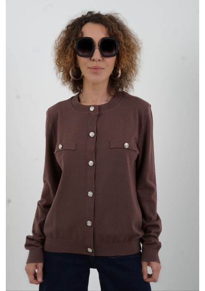 Kahve Flato Cepli Düğmeli Hırka fiyatları