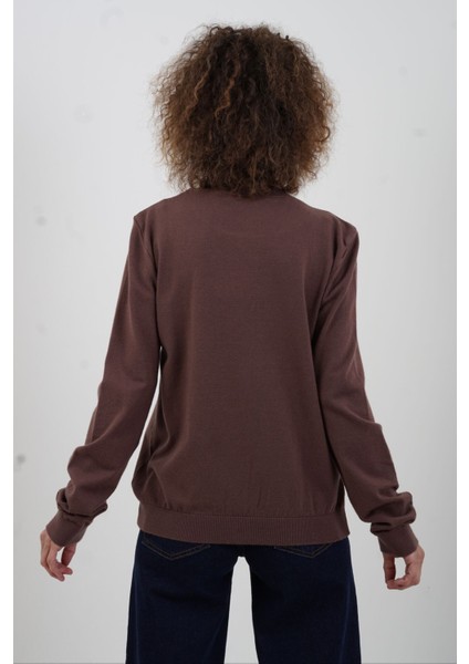 Kahve Flato Cepli Düğmeli Hırka modelleri