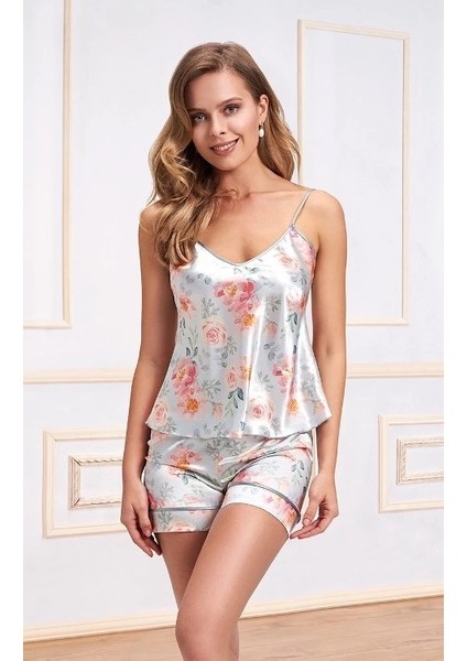 Nurteks 5554 Bayan Şortlu Saten Takım