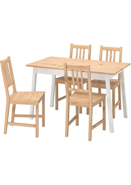 Mutfak Masası Takımı, Beyaz-Kahverengi, 4 Sandalyeli