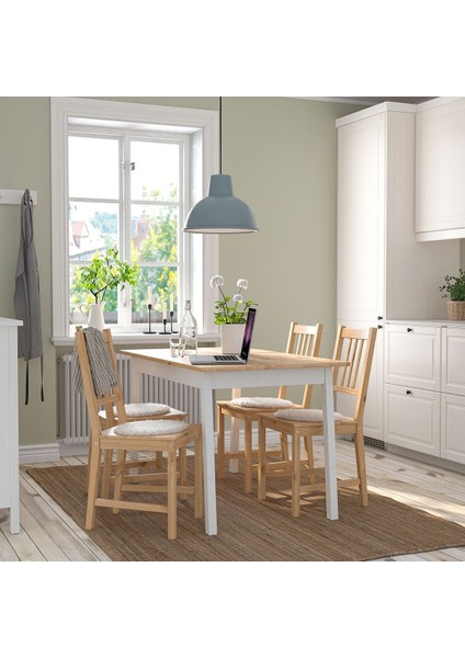 Mutfak Masası Takımı, Beyaz-Kahverengi, 4 Sandalyeli fiyatları