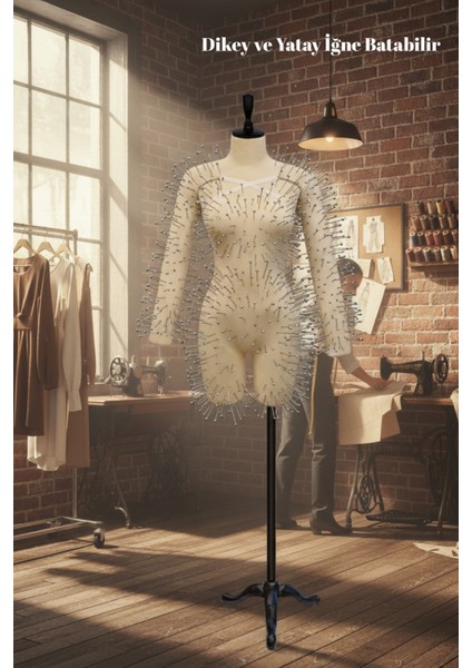 Ayarlanabilir Seyyar Lastikli Iğne Batabilen 36-38-40 Beden Uyumlu Prova Mankeni Kolu fırsatları