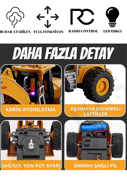 Uzaktan Kumandalı Sarj Edilebilir Ekskavatör Kepçe Iş Makinası 2.4 Ghz Buharlı Işıklı fırsatları