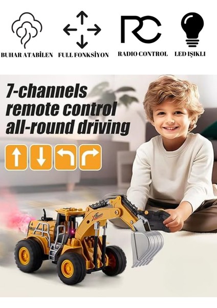 Uzaktan Kumandalı Sarj Edilebilir Ekskavatör Kepçe Iş Makinası 2.4 Ghz Buharlı Işıklı indirimleri
