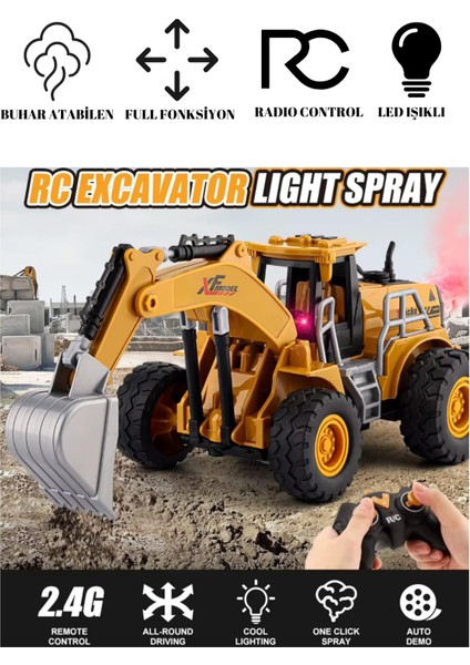 Uzaktan Kumandalı Sarj Edilebilir Ekskavatör Kepçe Iş Makinası 2.4 Ghz Buharlı Işıklı