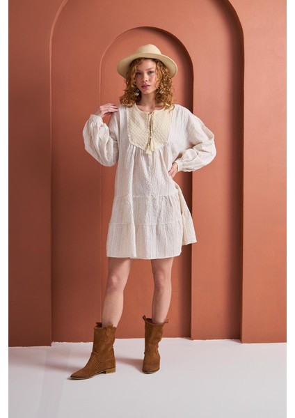 Sessiz Dalga – Gofre Kısa Elbise